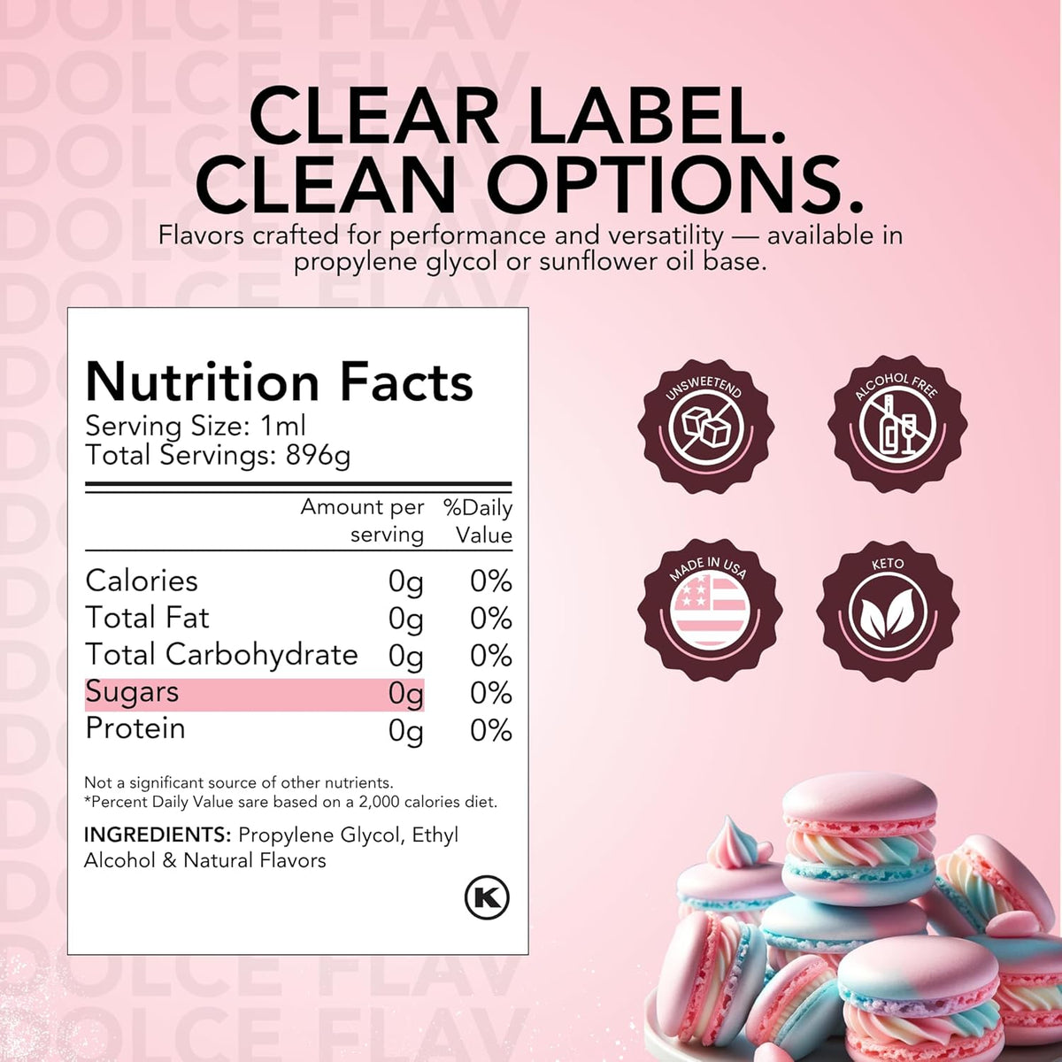 Dolce Flav Cotton Candy Flavoring – 32 oz. – Premium Water-Based Extract for Ice Cream, Boba, Desserts, Beverages & Baked Goods | Great for Cafés, Bakeries & Restaurants