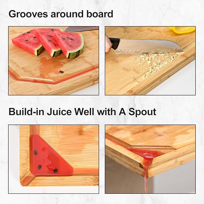 36 x 24 Extra Large Bamboo Cutting Board for Kitchen, Cutting Board Stove Top Cover with Handle, Butcher Block Chopping Board with Juice Groove, Large Charcuterie Board Over the Sink