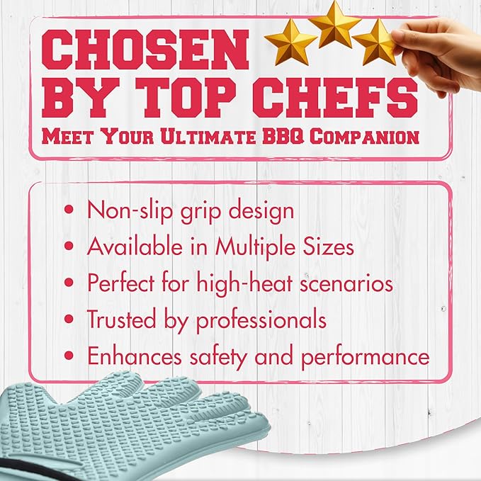 KITCHEN PERFECTION XL Silicone Smoker Oven Gloves for Women -Extreme Heat Resistant BBQ Gloves -Handle Hot Food Right on Your Grill Fryer&Pit|Waterproof Grilling Cooking Mitts|Superior Set+3 Bonuses