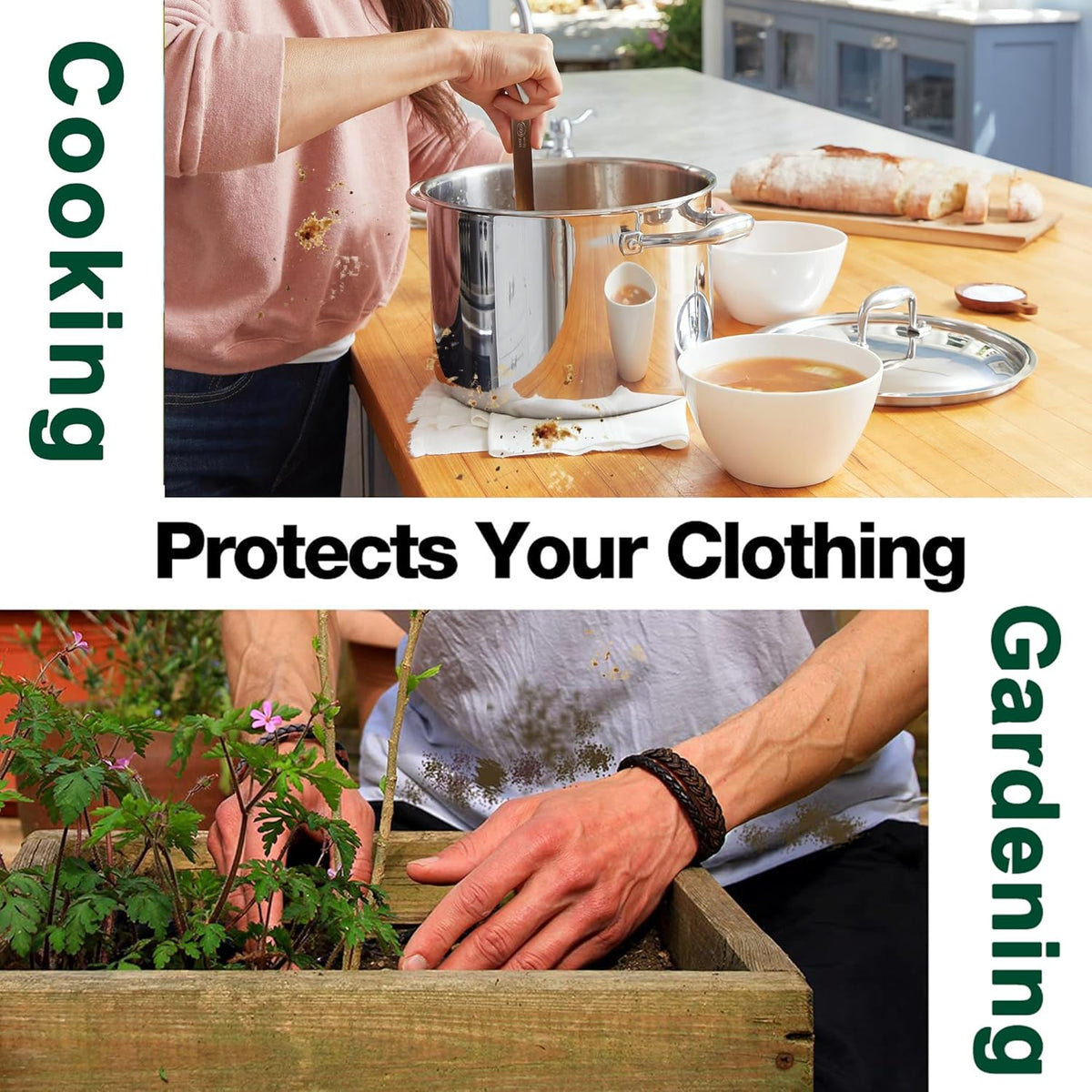 4 Pack Short Server Waitress Chef Apron, Green Waist Aprons with 3 Pockets for Women Men, Half Apron for Waiter Cooking Dishwashing Cleaning Painting Gardening Barbecue (Polycotton - Green)