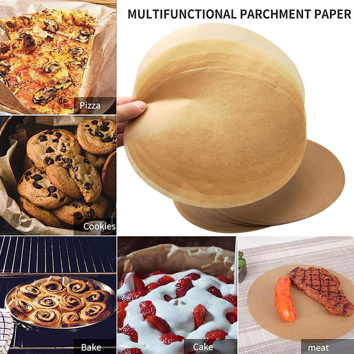150 Sheets Round Baking Parchment Paper, 6, 8, 10 Inch Non-Stick Cake Pan Parchment Liner for Baking, Grilling and Steaming Bread