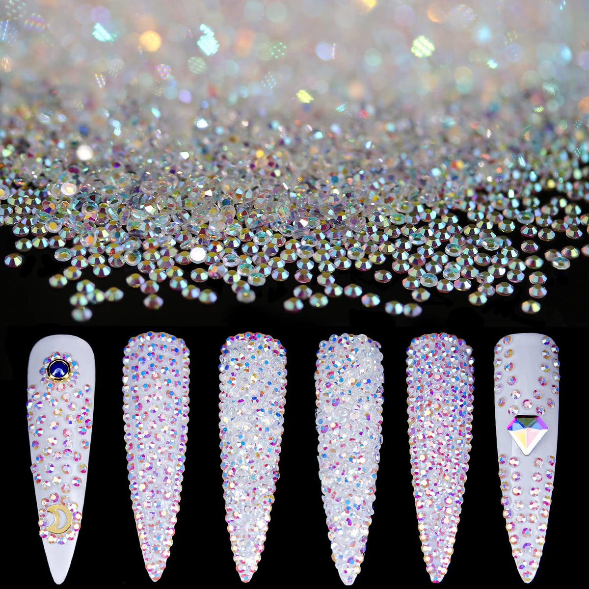 Tiny Nail Rhinestones 5000Pcs 1.7Mm Mini Pixie Ab Glass Crystals For Nail Art Manicure Iridescent Long Lasting Shine Small Rhine