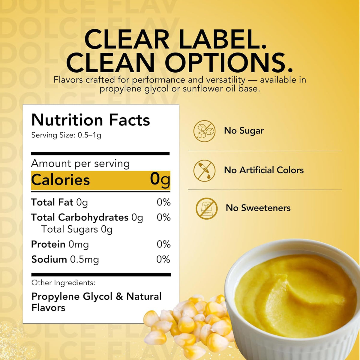 Dolce Flav Natural Sweet Corn Extract – 2 Ounce Water-Soluble Kosher, Sugar-Free, Concentrated Savory-Sweet Flavor for Baking, Cornbread & Ice Cream, Includes Measured Dropper