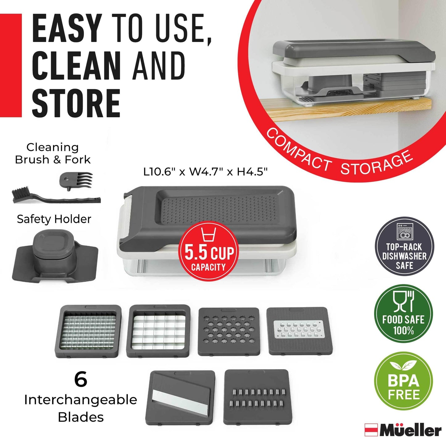 Mueller Vegetable Chopper Mandoline Slicer, Food Veggie Chopper