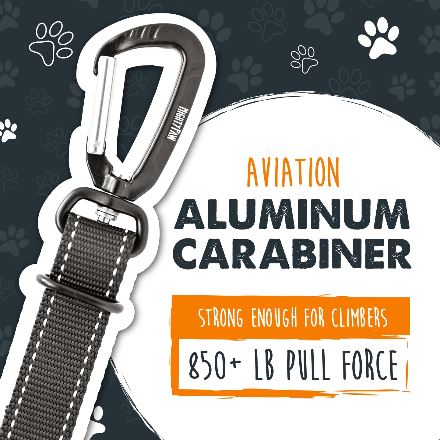 Mighty Paw Dog Seat Belt for Car, Heavy-Duty Aviation Aluminum Carabiner