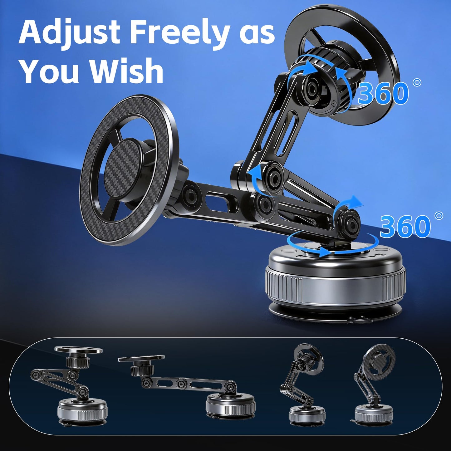 Car Phone Holder for Magsafe, Suction Car Phone Mount, 360° Adjustable