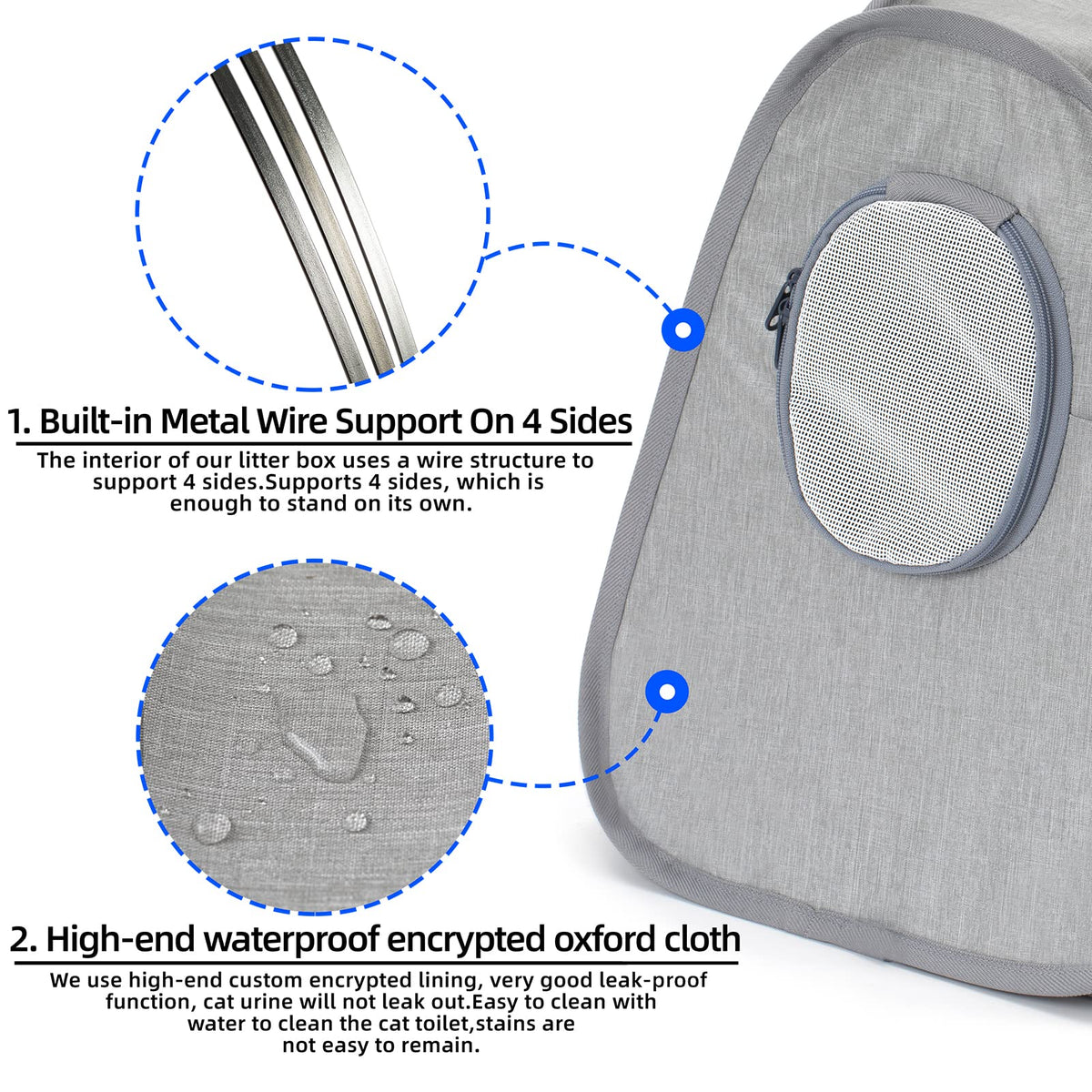 XingYunEr Collapsible Portable Cat Litter Box Standard for Travel Light Weight Leak-Proof，Sturdy，Prevent Litter Scatter Design Easy to Clean， Collapsible Travel Puppy Carrier，Portable Cat Playpen