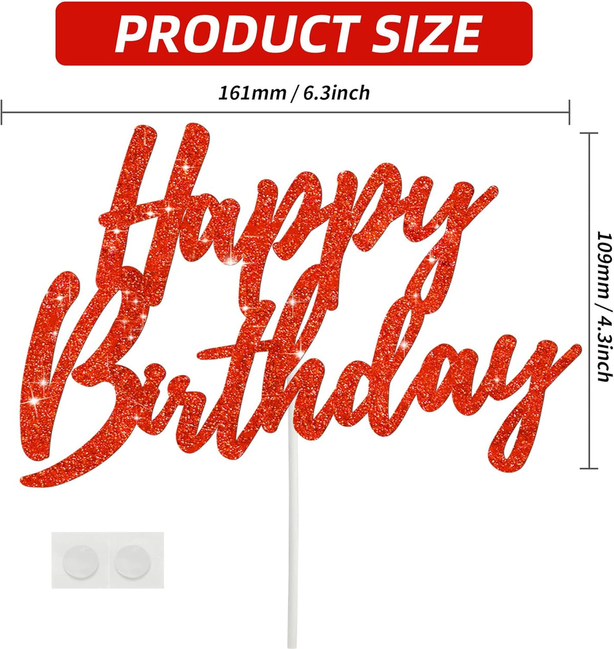 BEISHIDA Happy Birthday Cake Toppers Red Glitter Birthday Cake Decoration Cake Baking Supplies 18th 30th 40th Birthday Cake Toppers For Boys Girls Men Women Birthday Party Photo Booth Props