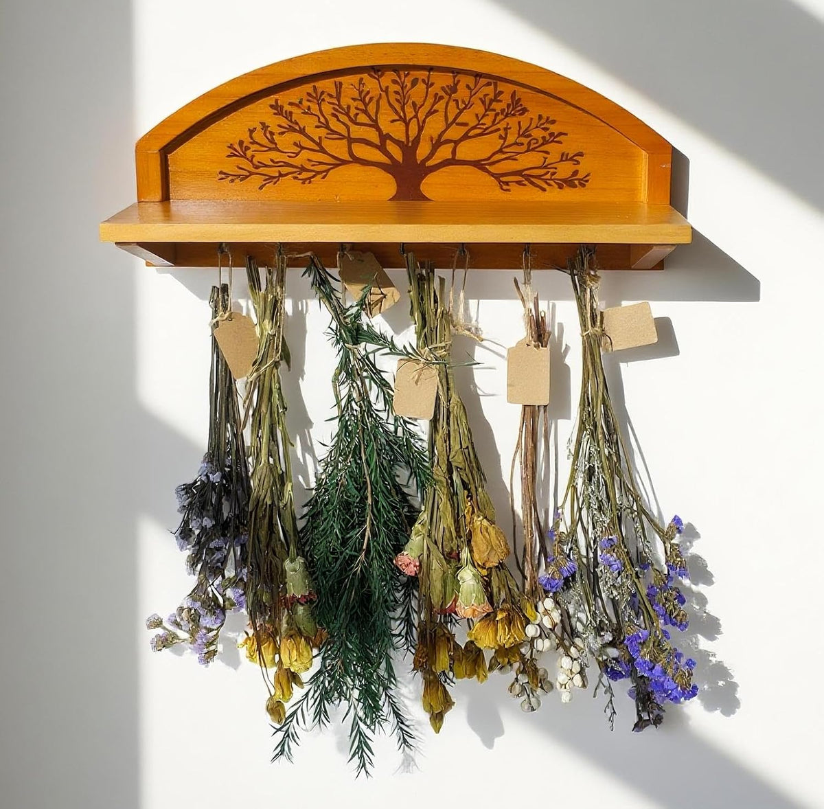 Tree of Life Herb Drying Rack -7 Bouquet Capacity,Space-Saving Hanging Design for Kitchens-Multifunctional Floral Display for Herb Lovers,Gardeners Decorative Plant Hanger for Home Herbalists