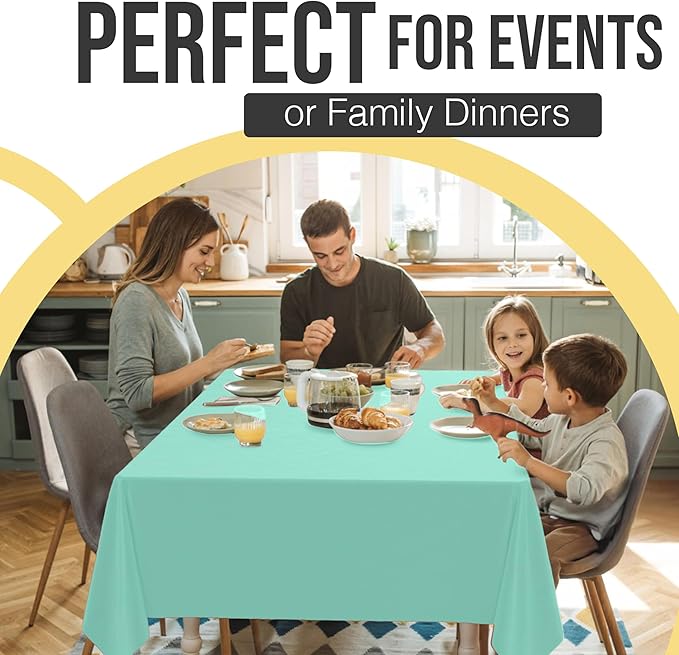Exquisite 66% Thicker Premium Plastic Table Cloth Rectangle Table Cover 0.5 Mil 12 Pack Mint Table Cloth 54 Inch x 108 Inch Disposable Tablecloth Won't Tear Easily Like Cheap Thin Brands