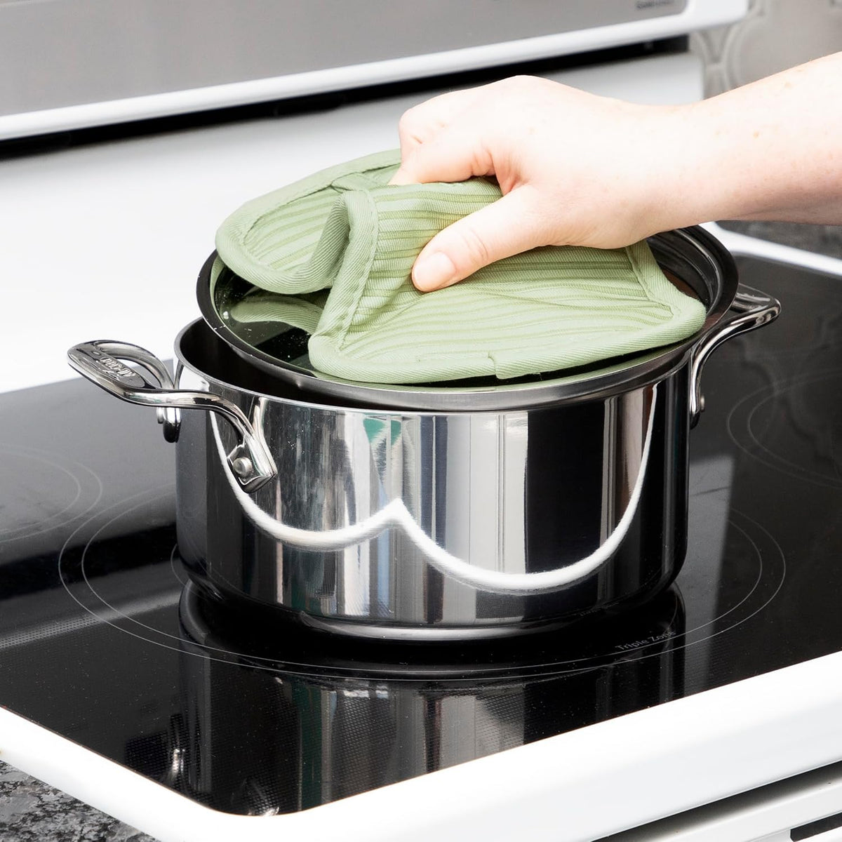 All-Clad Premium Pot Holder & Hot Pad: Heat Resistant to 500 Degrees - 100% Cotton, 10"x6.25" Hot Pad for Kitchen and Barbeque, 4-Pack, Fennel