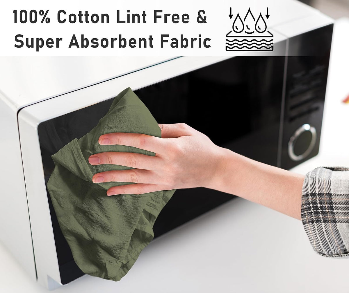 RUVANTI Flour Sack Towels 6 Pack 28x28 Inch, 100% Cotton Tea Towel, Reusable, Machine Washable, Absorbent BarTowels - Dish Cloth Perfect for Drying Dishes & Cleaning - Martini Olive