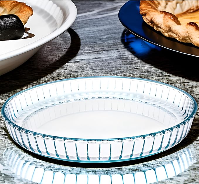 Pie Plate 10.5 Inch, Oven Glass Pie Pan for Baking Pie Crust, Pie Dish with Rippled Edge, Clear Baking Pan