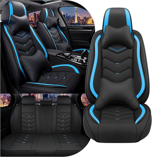 CTDS Car Seat Covers for Honda Accord 2000-2026, Stylish Sport Seat Cover, Premium Nappa Leather Car Seat Cover. Automobile Seat Covers Sets.(Luxury 5 Seats/Black Blue)