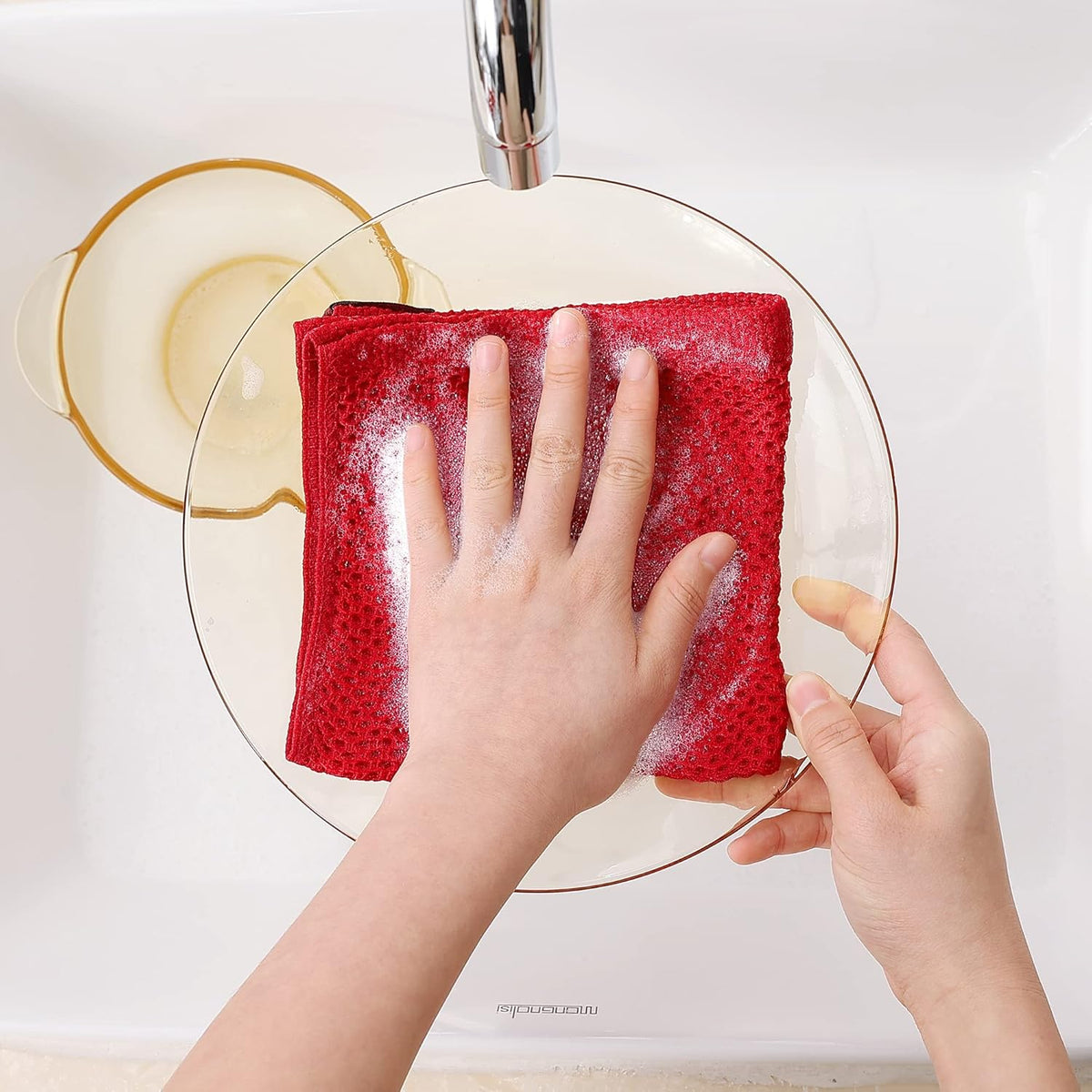 Homaxy 100% Cotton Waffle Weave Kitchen Dish Cloths, Ultra Soft Absorbent Quick Drying Dish Towels, 12 x 12 Inches, 12-Pack, Red