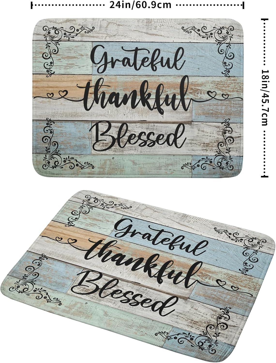 Rustic Wood Dish Drying Mat 18x24 Inch Grateful Thankful Blessed Kitchen Drainer Mats Absorbent Microfiber Rack Holder Countertop Pad