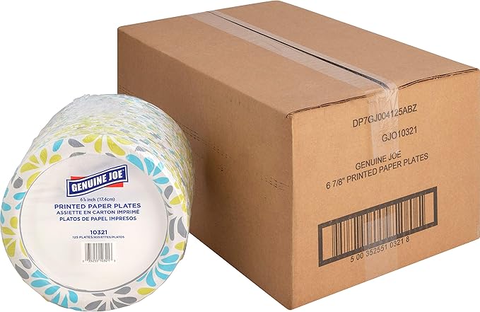 Genuine Joe Printed Paper Plates, 7" (Pack of 500)