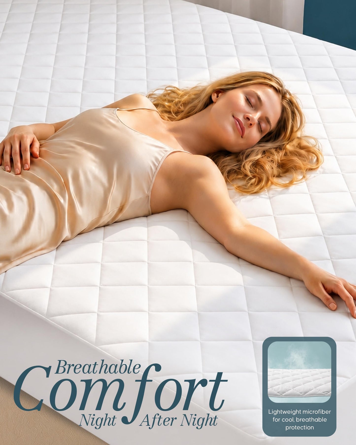 Queen Mattress Pad, Quilted Mattress Protector Topper fits 16" Deep Pocket