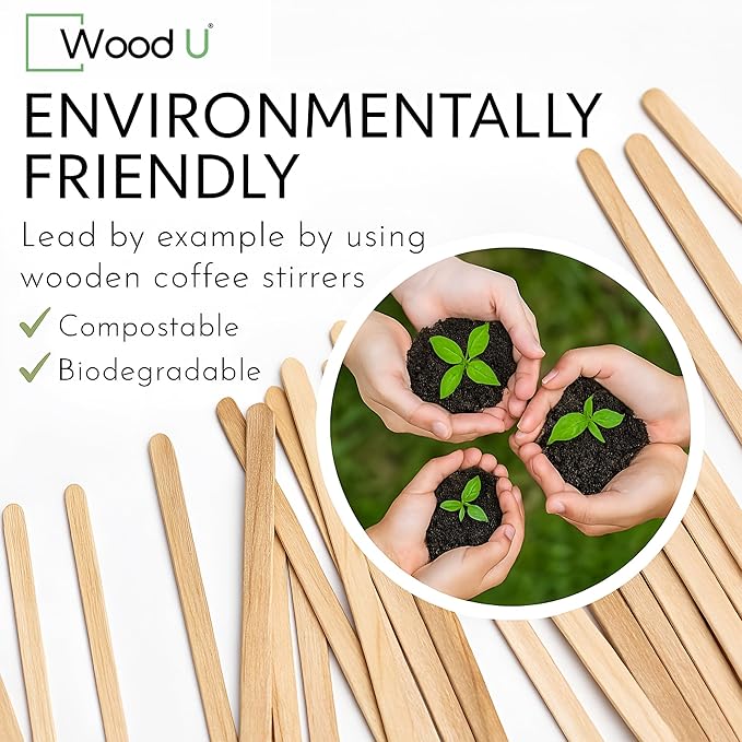 Wooden Coffee Stirrers 7.5" 1000 pcs - Birchwood Stir Sticks for Coffee, Cocktails and More