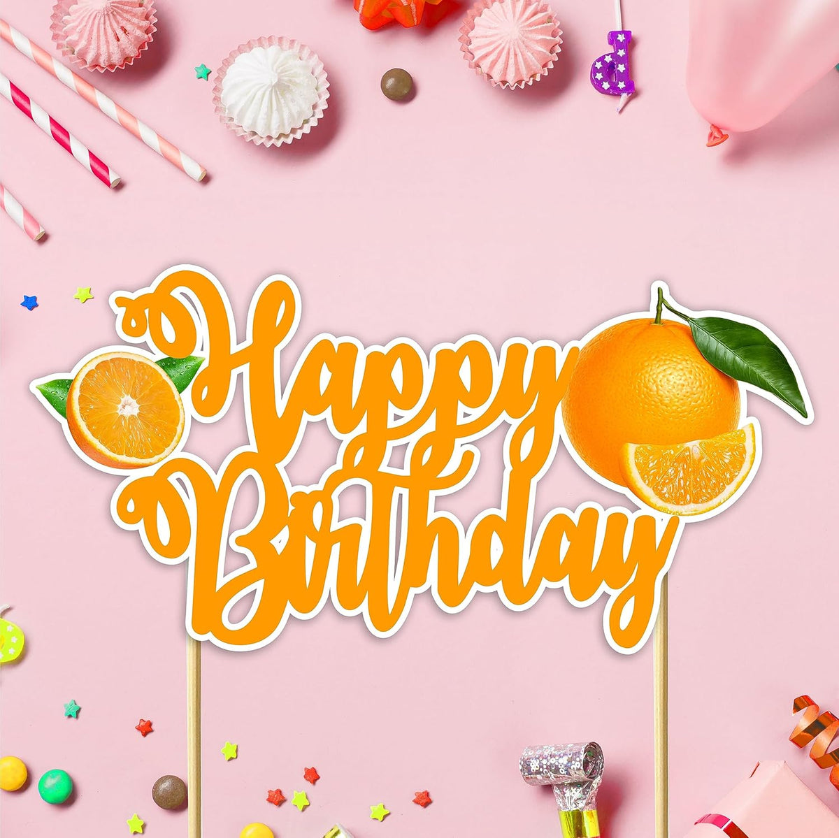 Seyal® Orange Happy Birthday Cake Topper