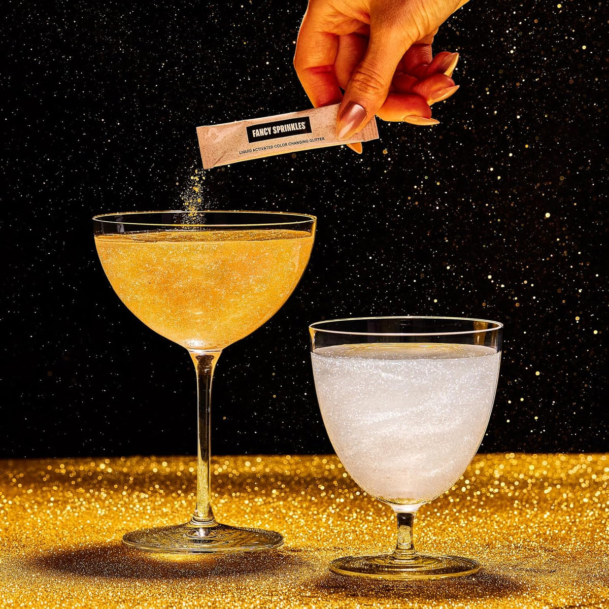 Fancy Sprinkles Pop The Bubbly Edible Glitter Packets Portable & On-The-Go for Sparkling Drinks, Champagne, Cocktails, Wine, Beer, & more. (1 Pack)