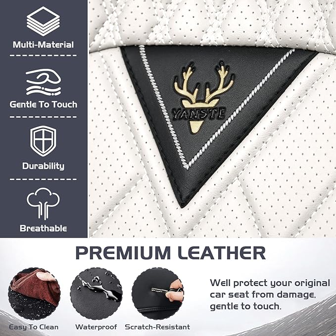 Truck Seat Covers for Toyota Tundra 2008-2026, Waterproof Premium Leather Full Coverage Car Seat Cover, Muscle Sport Style Auto Interior Seat Cover Sets (Full Set/Black White)