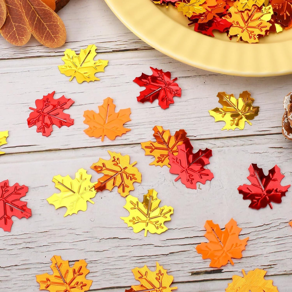 MARFOREVER Fall Maple Leaf Confetti, Thanksgiving Metallic Foil Confetti Autumn Colors Party Decorations Leaves Sequins Table Scatter Centerpiece Sprinkles for Fall Party Supplies Decor