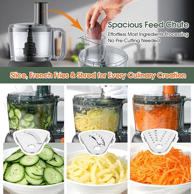Food Processor and Blender Combo, 88 oz Food Chopper for Meat, Vegetable and Dough, 70 oz 700W Glass Jar Blender with 2 Speeds and Pulse for Smoothie, Nutrient Extractions, and More