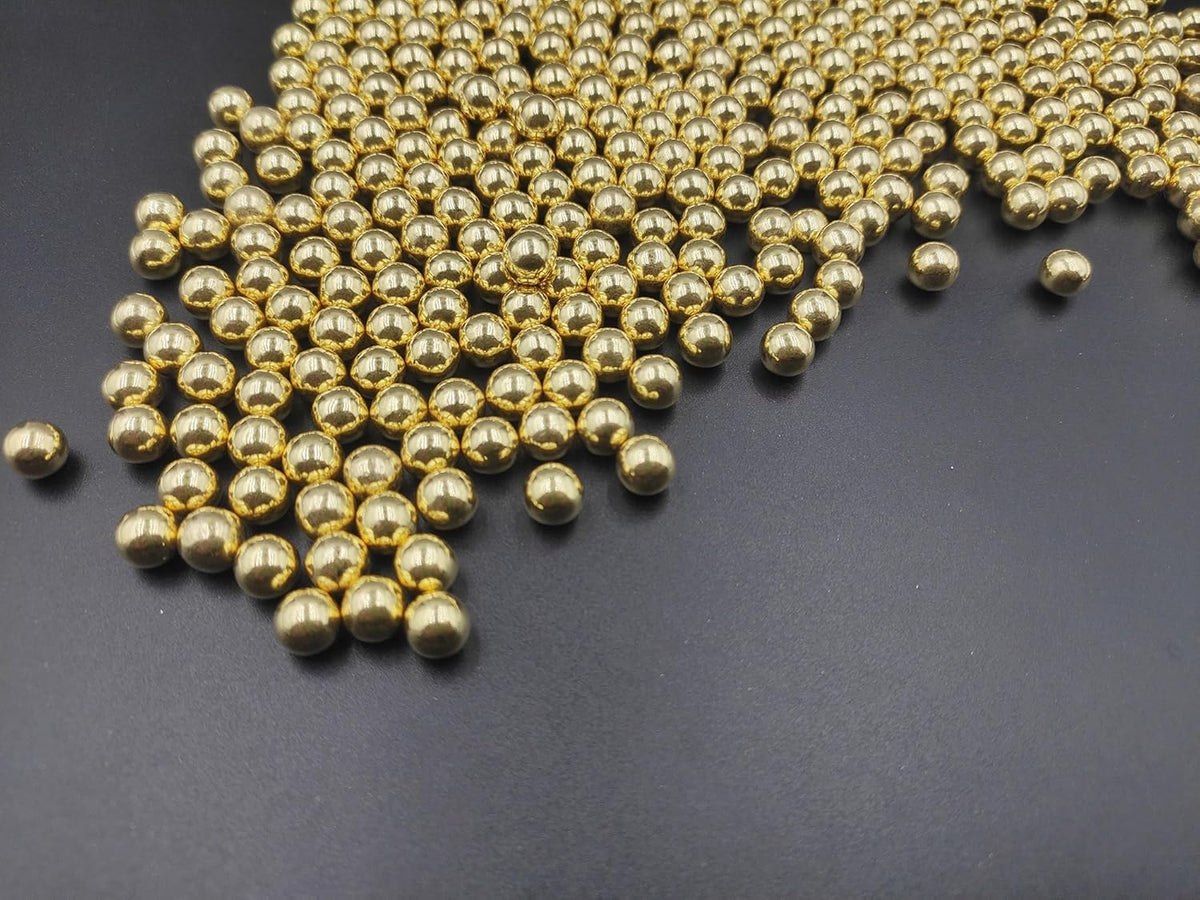 Gold Pearl Sugar Sprinkles 3.53 oz, 7mm Candy Pearls Ideal for Baking, Cake and Cupcake Toppers, Cookie Decoration, Ice Cream Topping, Wedding Shower Valentines Halloween Christmas