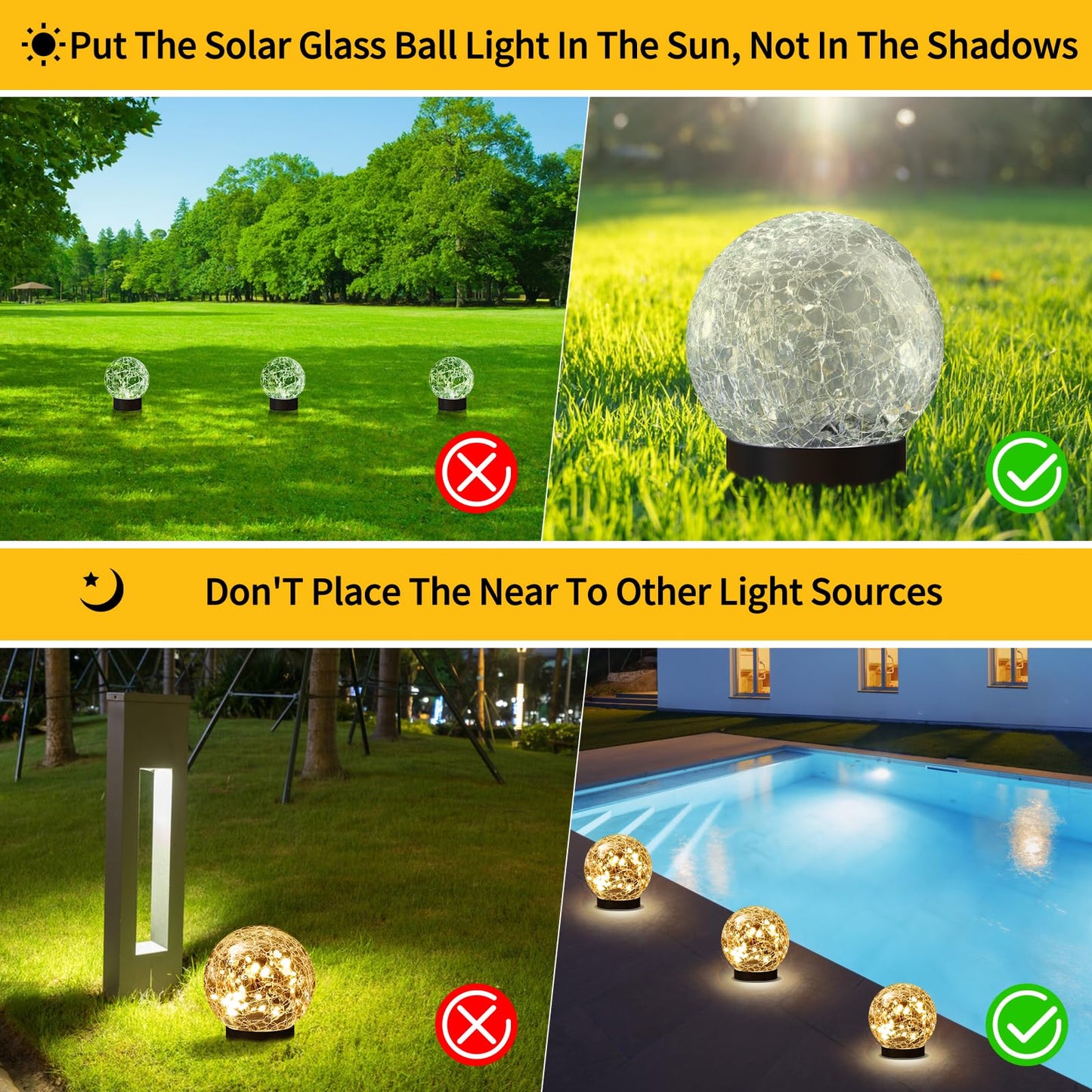 JKIMK Solar Globe Lights Outdoor Waterproof-Solar Balls for Garden