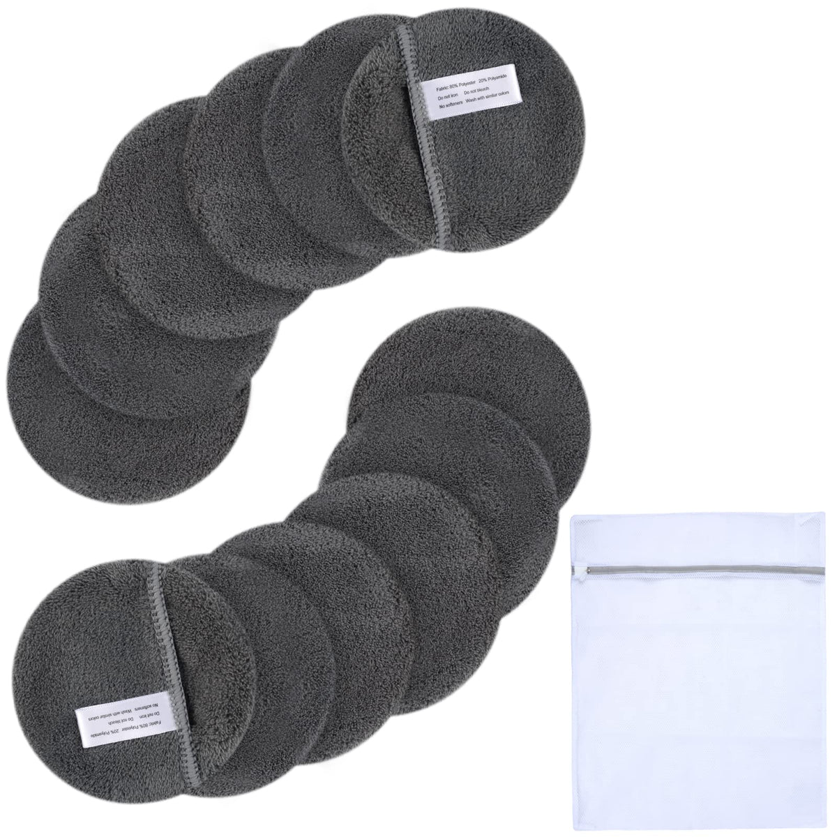 SUNLAND Reusable Makeup Remover Pads for Face,Eyes,Lips Microfiber Face Cleansing Gloves Washable Makeup Remover Cloth with Laundry Bag Rounds Pads