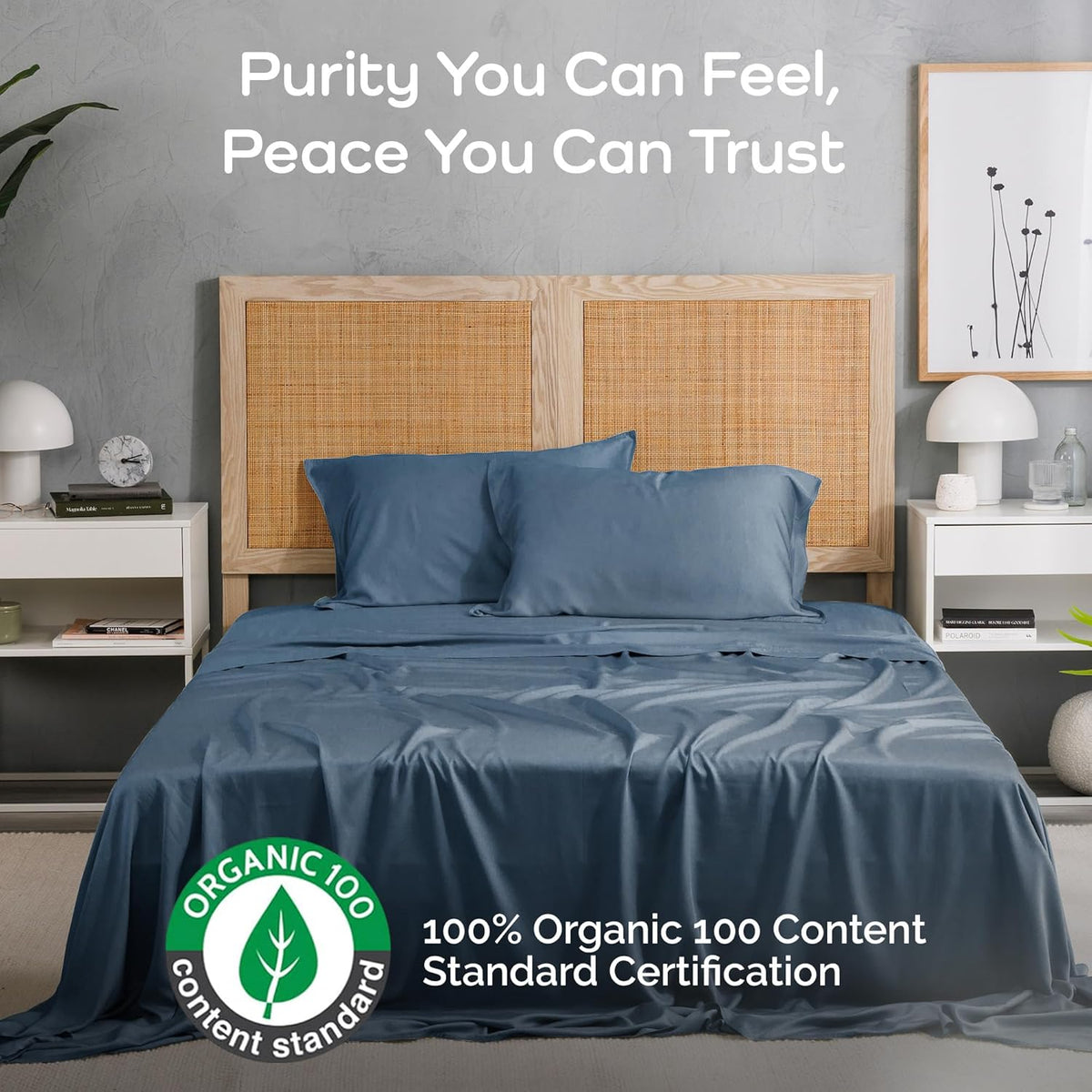 100% Viscose from Bamboo Sheets California King Size, Super Soft Bedding Set, 4PC Cooling Sheets for Hot Sleepers, Vegan Silk Moisture Wicking, Organically Grown Bedsheet, Storm - 72" x 84"
