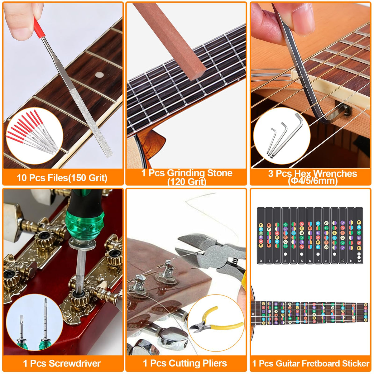 146 Pcs Guitar Tool Kit, Professional Guitar Repair Kit, Guitar Maintenance Kit with Guitar Tools Accessories and Carry Bag, Guitar Setup Kit for Electric Guitar Acoustic Guitar Ukulele Banjo Bass