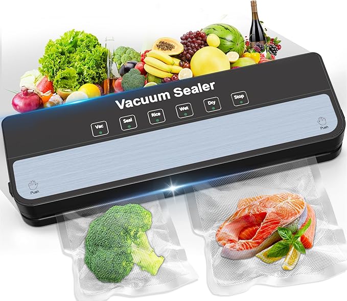 MAXDONE Vacuum Sealer Machine Food Vacuum Sealer for Food Storage Food Sealer Machine 6-in-1 for Dry/Moist Modes, Compact Design with 10 Vacuum Sealer Bags