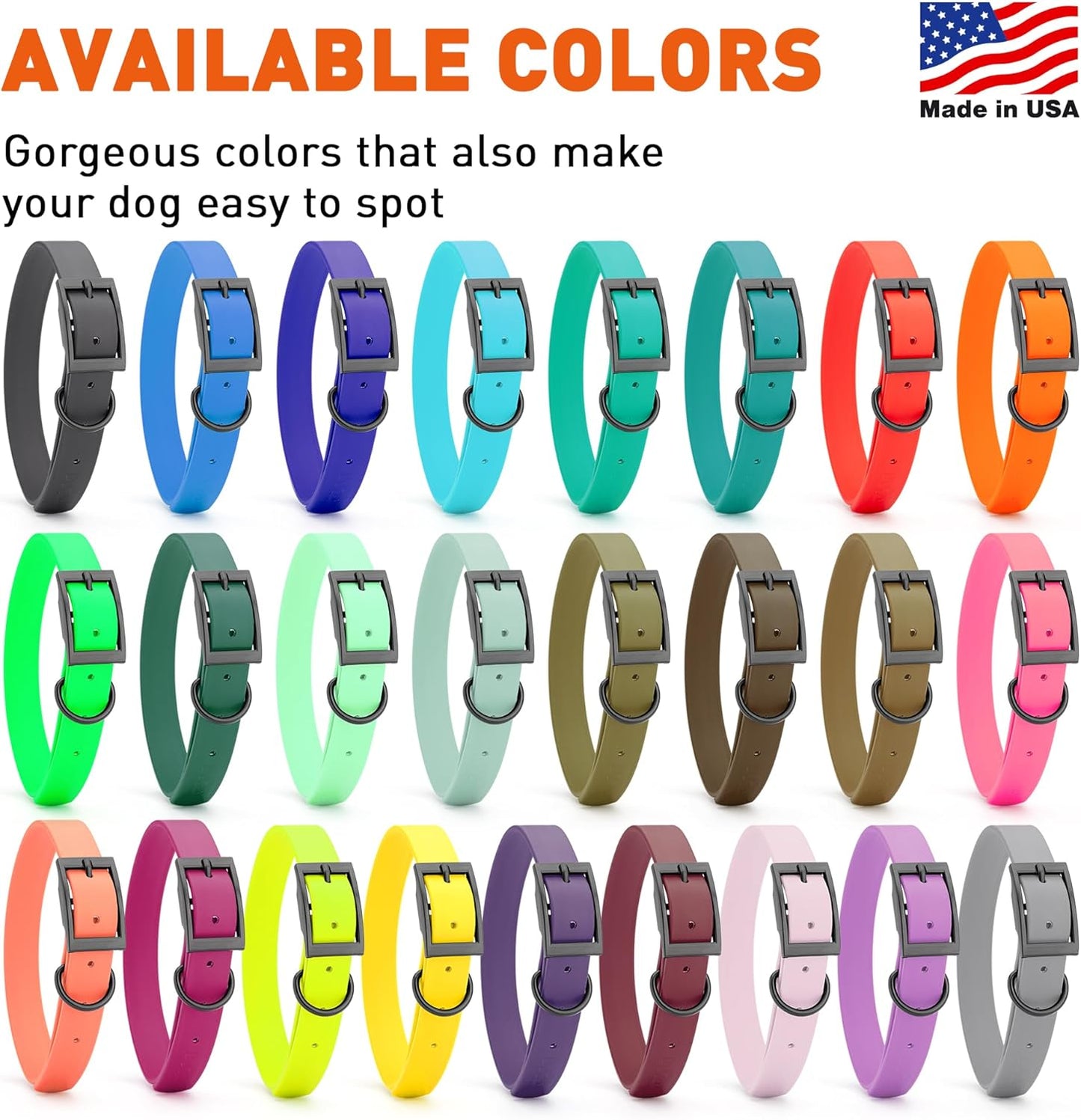 Dogline Biothane Waterproof Dog Collar Strong Coated Nylon Webbing with Black Hardware Odor- Proof for Easy Care Easy to Clean High Performance Fits Small Medium or Large Dogs, Dark Chocolate Brown