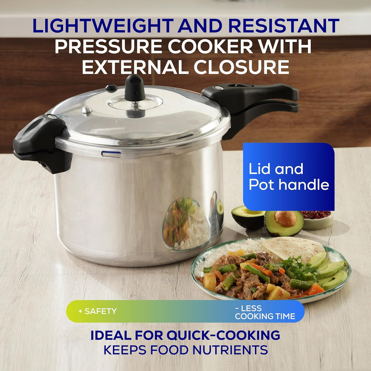 Universal (10.5 Quart / 10 Liter) Anti-Rust Ultra Pressure Cooker, Aluminum Construction for 11 Servings, and Even Heat Distribution, Diameter 10.4 inches, Height 10.6 inches