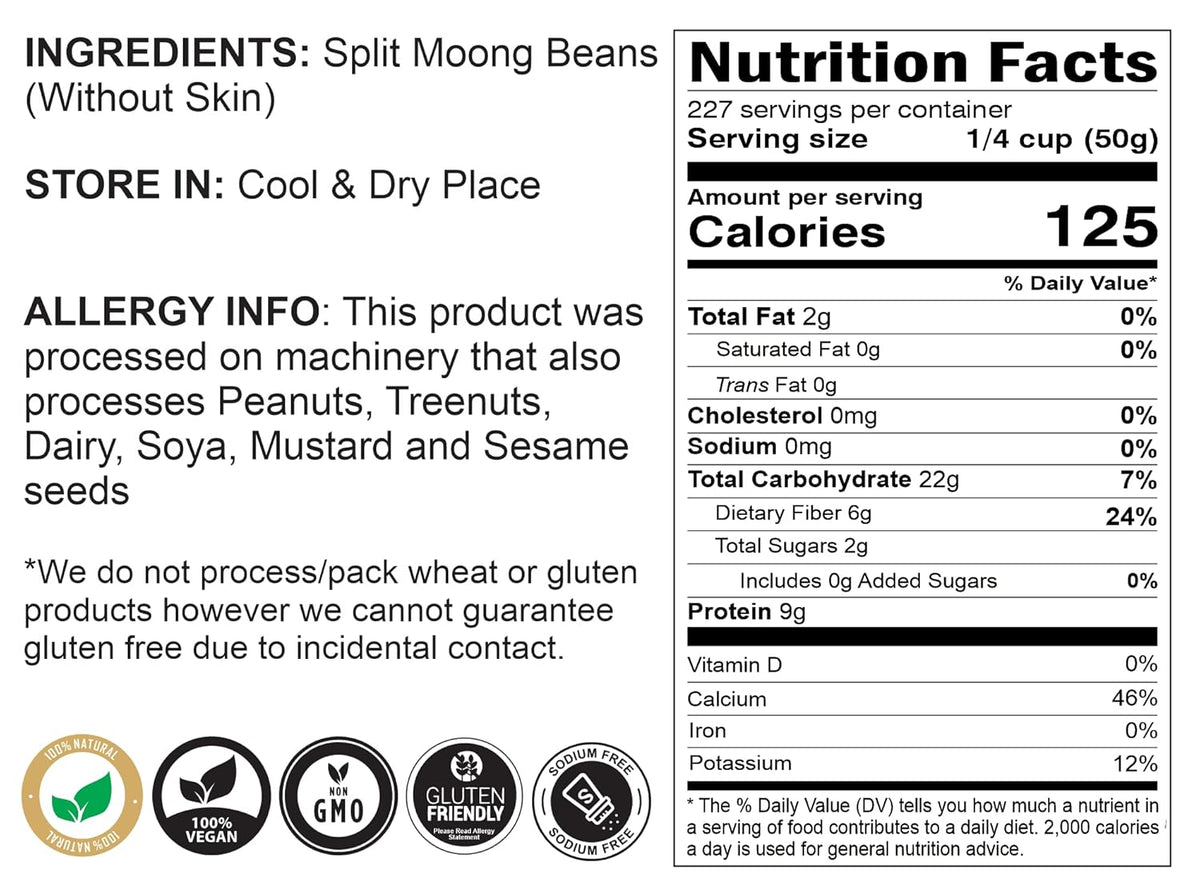 Rani Moong Dal (Split Mung Beans Without Skin) Lentils Indian 400oz (25lbs) 11.36kg Bulk Box ~ All Natural | Gluten Friendly | Non-GMO | Kosher | Vegan | Indian Origin