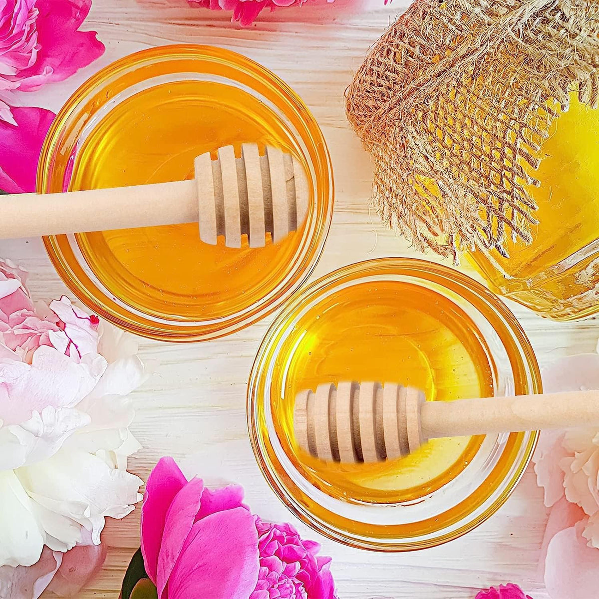 50Pcs 6 Inch Honey Dipper Sticks - Wooden Honey Dipper, 6 Inch Mini Honeycomb Stick, Honey Stirrer Stick for Honey Jar Dispense Drizzle Honey and Wedding Party Present