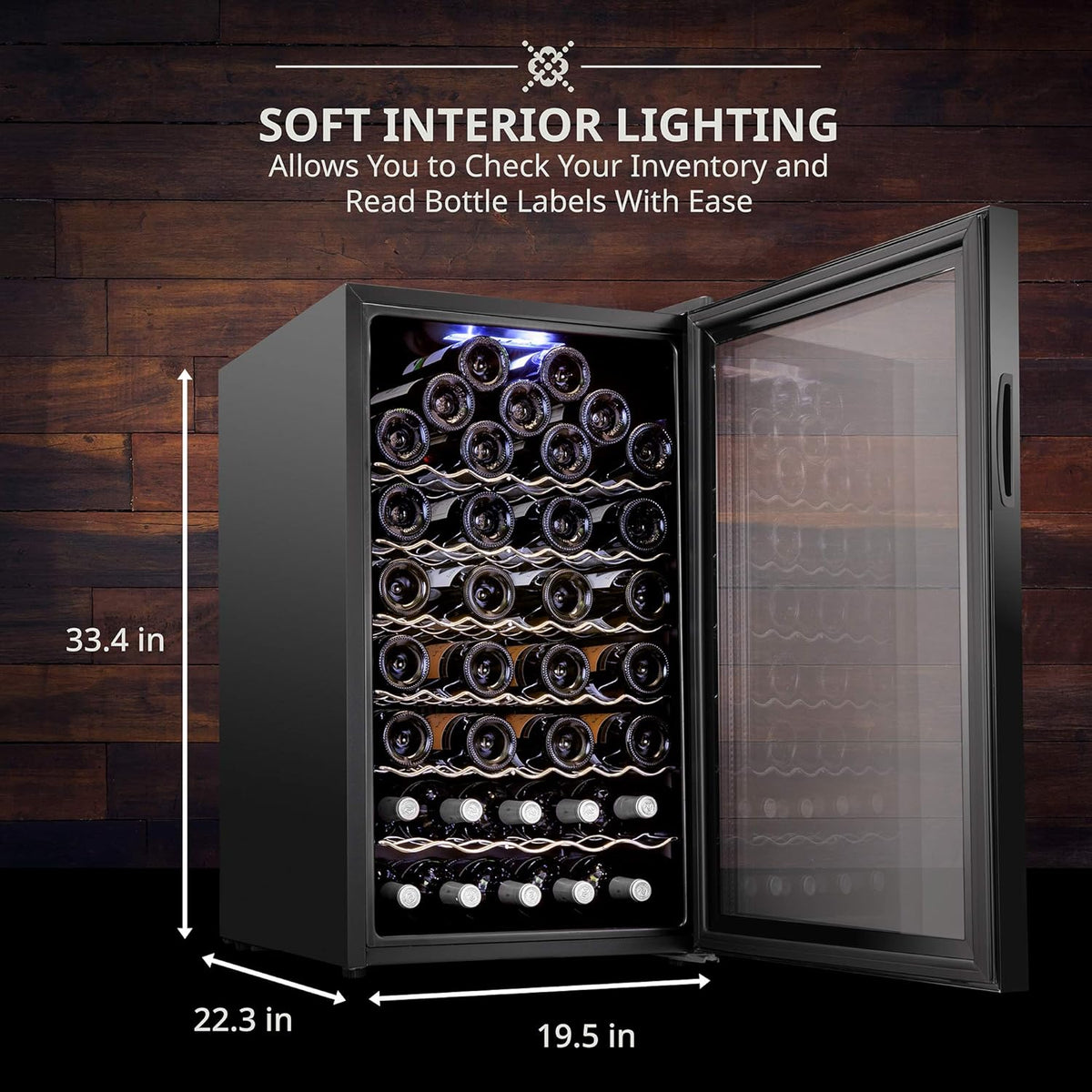 Ivation 51 Bottle Compressor Wine Cooler Refrigerator with Wi-Fi Smart App Control Cooling System | Large Freestanding Wine Cellar Fridge For Red White Champagne or Sparkling, Black Glass Door & Lock