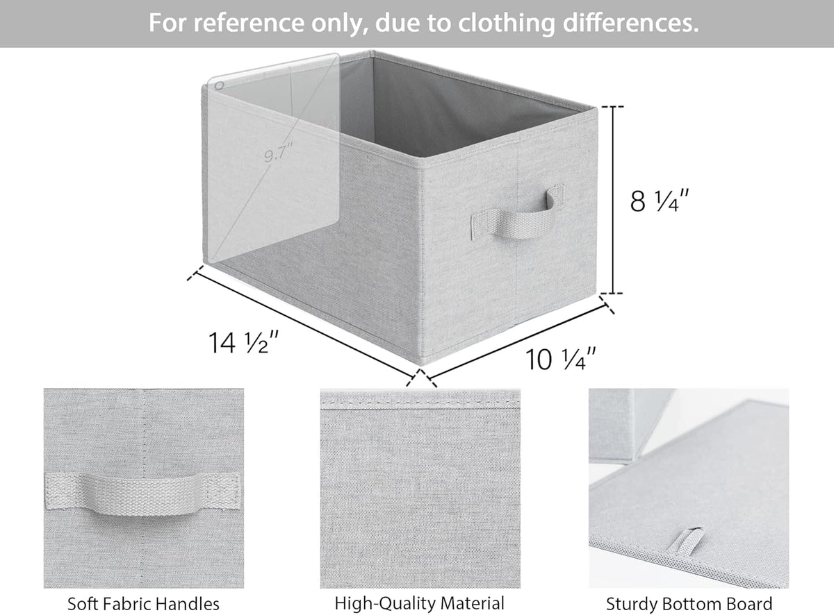 StorageWorks Storage Baskets for Shelves, Foldable Fabric Closet Storage Bins with Handles, Fabric Storage Bins Clothes Organizer, Light Grey, 3-Pack, Large