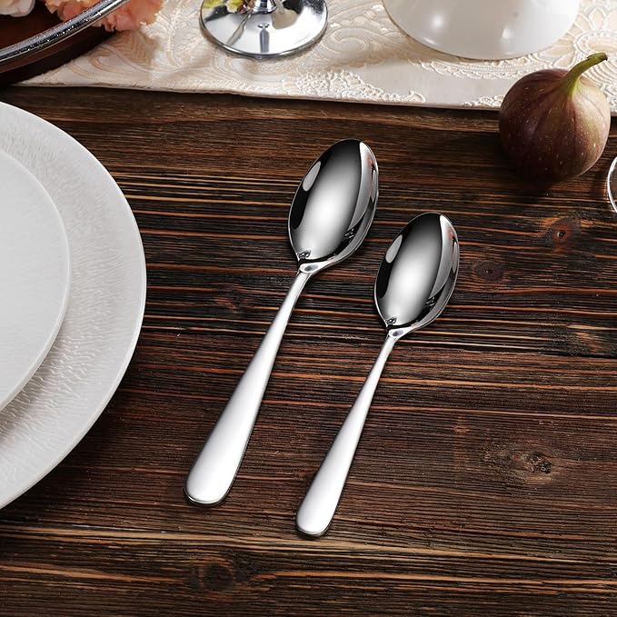 KEAWELL Premium Louise Spoons Set, Set of 4, 18/10 Stainless Steel, Exceptional mirror finish, Dishwasher Safe (6.4" Teaspoon)