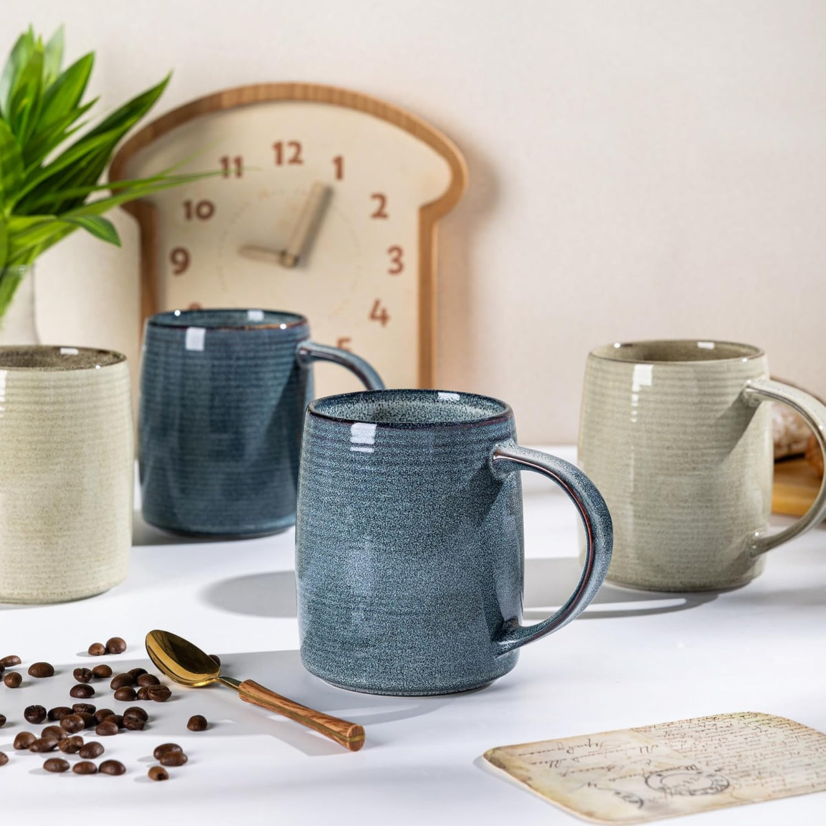 GBHOME Large Ceramic Coffee Mugs Set of 6, 18oz Handmade Stoneware Coffee Mugs Set for Latte/Cappuccino/Hot Cocoa, Dishwasher & Microwave Safe, Multi-Color