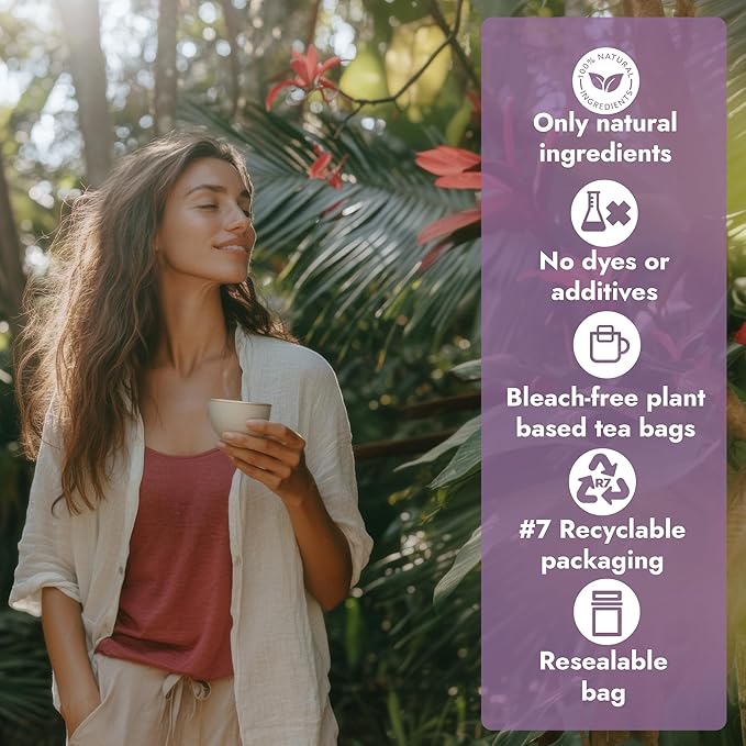 Vital Bloom 120 Tea Bags Lavender Tea, Stress Relief Herbal Tea, Sleepytime Tea, 100% Natural- No Sugar, Caffeine Free, No Gluten, Vegan - Bleach Free (Free Tongs Included)