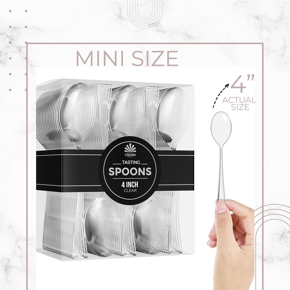 Exquisite 100CT Mini Clear Plastic Spoons for Tasting Spoons Disposable Mini Ice Cream Spoon I Tiny Utensils I Cake Spoon I Mini Serving Spoons