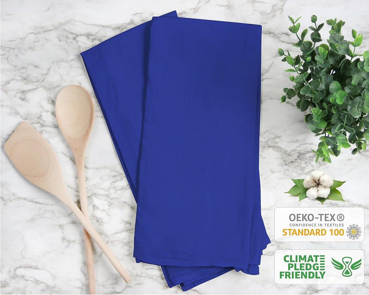 RUVANTI Flour Sack Towels 6 Pack 28x28 Inch, 100% Cotton Tea Towel, Reusable, Machine Washable, Absorbent BarTowels - Dish Cloth Perfect for Drying Dishes & Cleaning - Navy