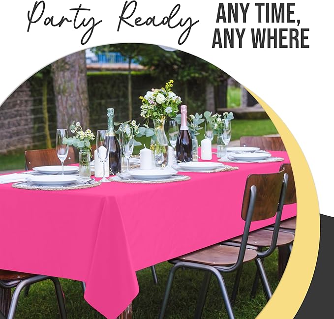 Exquisite 66% Thicker Premium Plastic Table Cloth Rectangle Table Cover 0.5 Mil 6 Pack Cerise Table Cloth 54 Inch x 108 Inch Disposable Tablecloth Won't Tear Easily Like Cheap Thin Brands