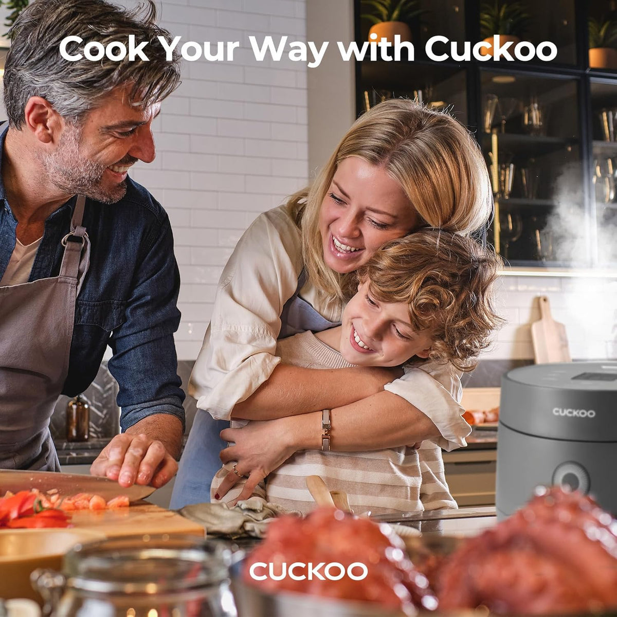 CUCKOO Rice Cooker 3 Cup Uncooked / 6 Cup Cooked, Modern Fuzzy Logic Rice Cooker Small with Delay Timer & Keep Warm Setting, Versatile Food Steamer for Cooking, Non-Stick Inner Pot, Gray (CR-0375FG)