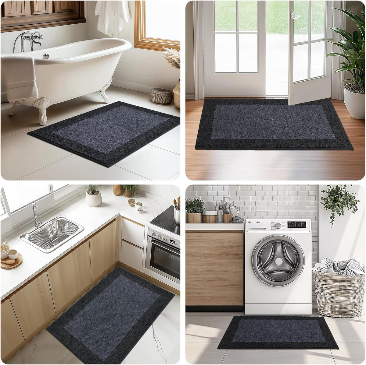 Machine Washable Kitchen Rug 32" x 84", Non Slip Kitchen Mat for Floor, Absorbent Entrance Runner Rug for Bedroom, Hallway, Bathroom, Door (Roll Packing)