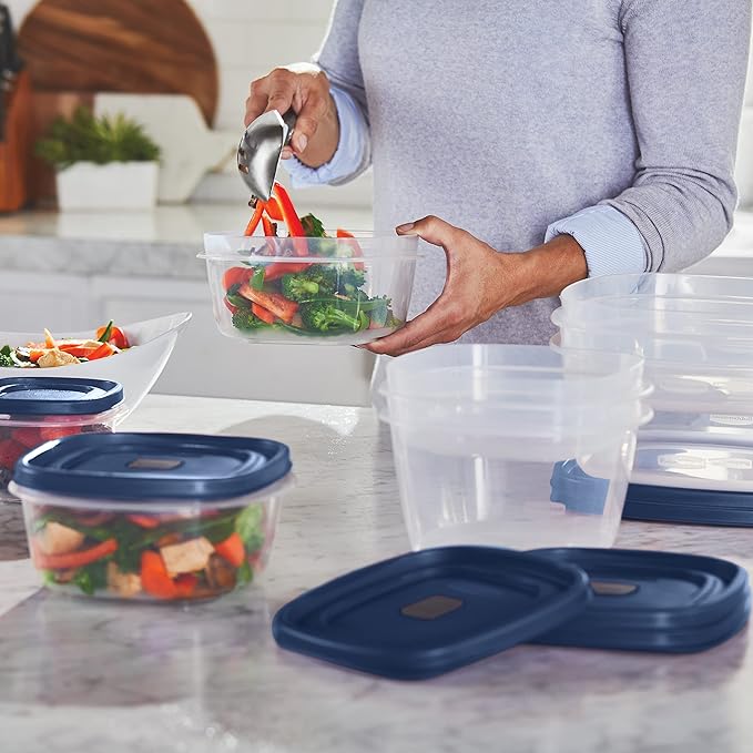 Rubbermaid EasyFindLids Food Storage Containers in Special-Edition Insignia Blue, 42 Piece