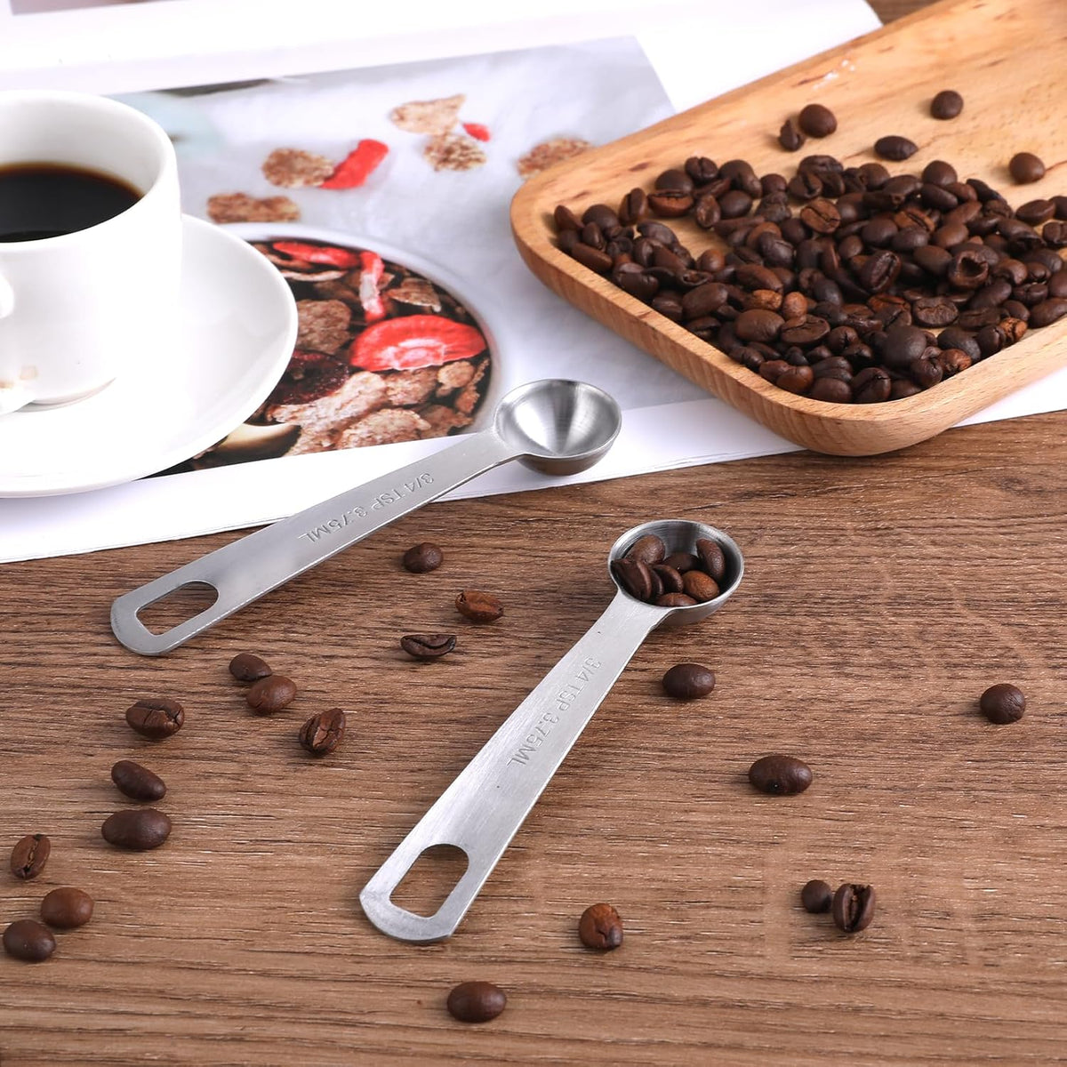 Measuring Spoons, 2 Pcs Stainless Steel Tablespoon 3.75ML / 3/4 TSP, Small Metal Teaspoons for Measuring Dry and Liquid Ingredients